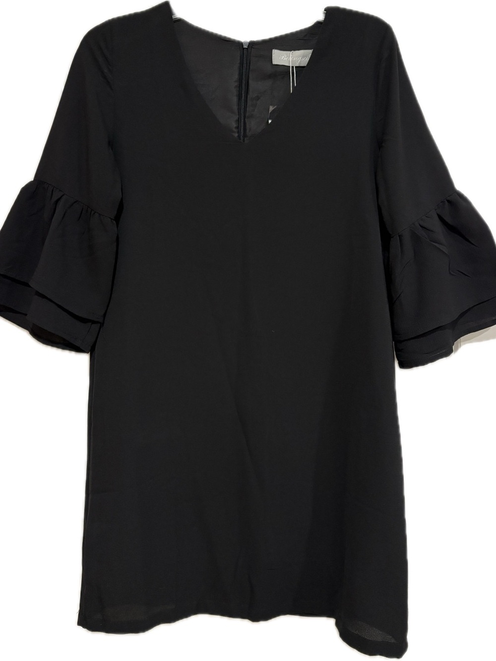 Belongsci Black Flutter Sleeve Dress | BOHO-Chic | Size Small | NWT - Picture 4 of 7
